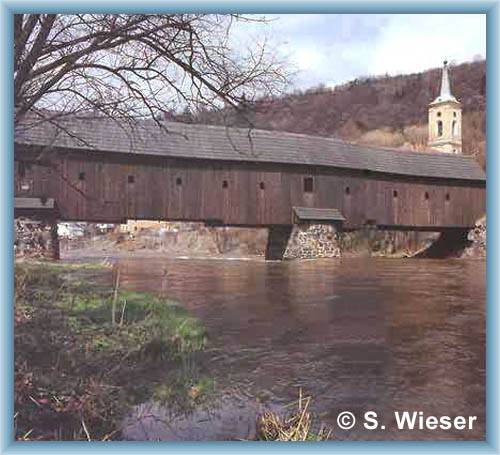 Das Technische Denkmal - die Br�cke in Rado�ov (zerst�rt in 1986)
