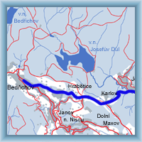 Fahrradstrecken - Aus Bedřichov über Wassersperre Souš nach Kořenov