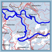 Fahrradstrecken - Umkreis aus Kořenov über Dvoračky und Rokytnice