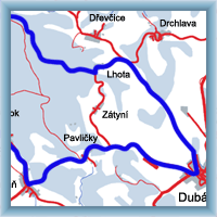 Fahrradstrecken - Nordteil von Kokořínsko