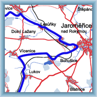 Fahrradstrecken - Jaroměřice n. Rokytnou - Moravské Budějovice - Jaroměřice n. Rokytnou