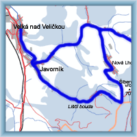 Fahrradstrecken - Aus Velká nad Veličkou ins Naturschutzgebiet Weisse Karpaten