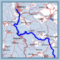 Fahrradstrecken - Aus Brno über Täler Mariánské und Josefovské údolí nach Blansko