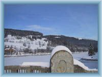 Wassertalsperre Labská přehrada im Winter